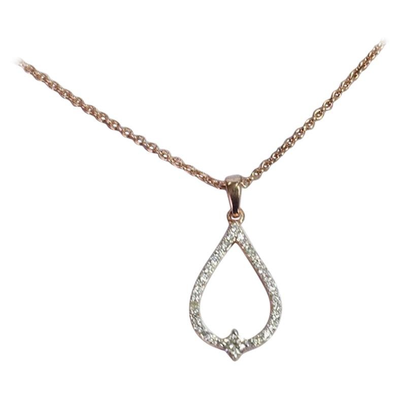 18 Karat Rose Gold Diamond Pear Necklace
