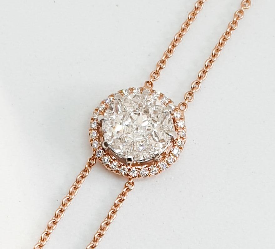 Women's 18 Karat Rose Gold Diamond Pendant Necklace For Sale