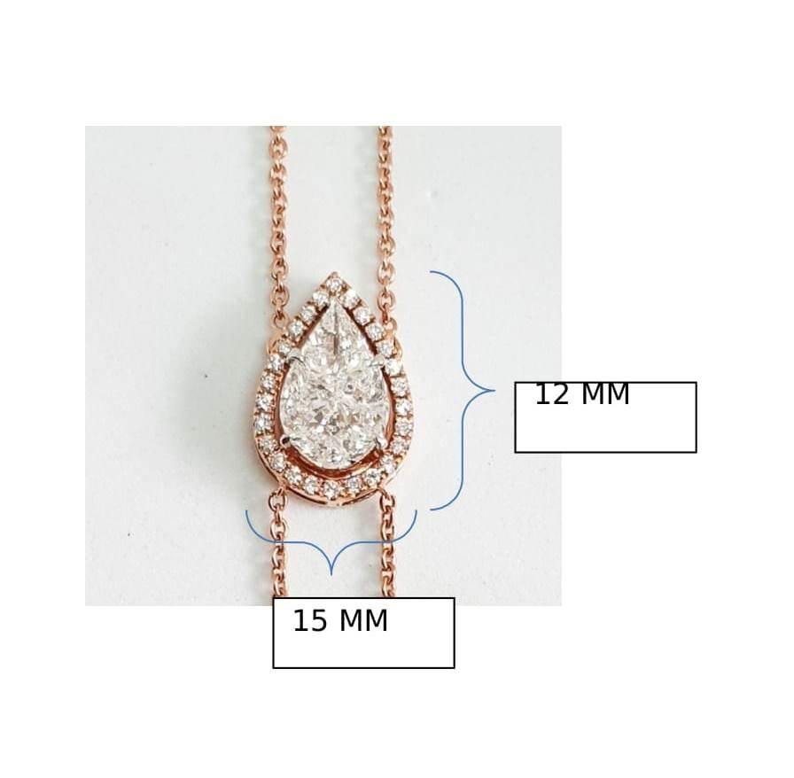 18 Karat Rose Gold Diamond Pendant Necklace For Sale 1