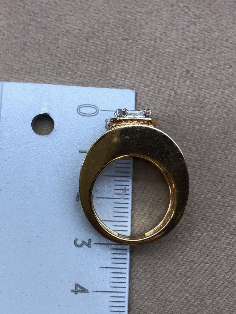 Women's or Men's 18 Karat Rose Gold Diamond Pie Cut Ring