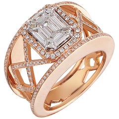 18 Karat Rose Gold Diamond Pie Cut Ring