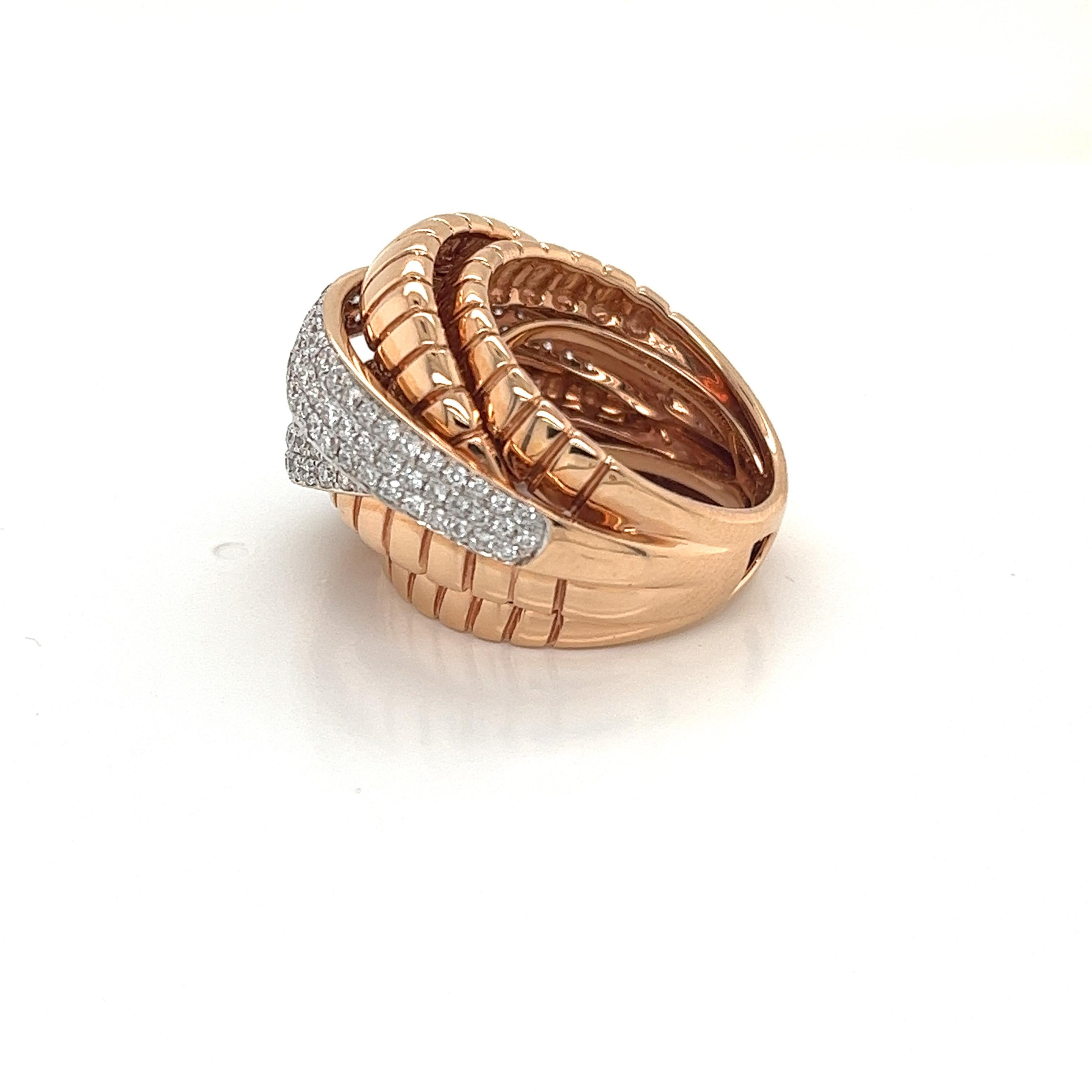 Modern 18 Karat Rose Gold & Diamond Ring For Sale