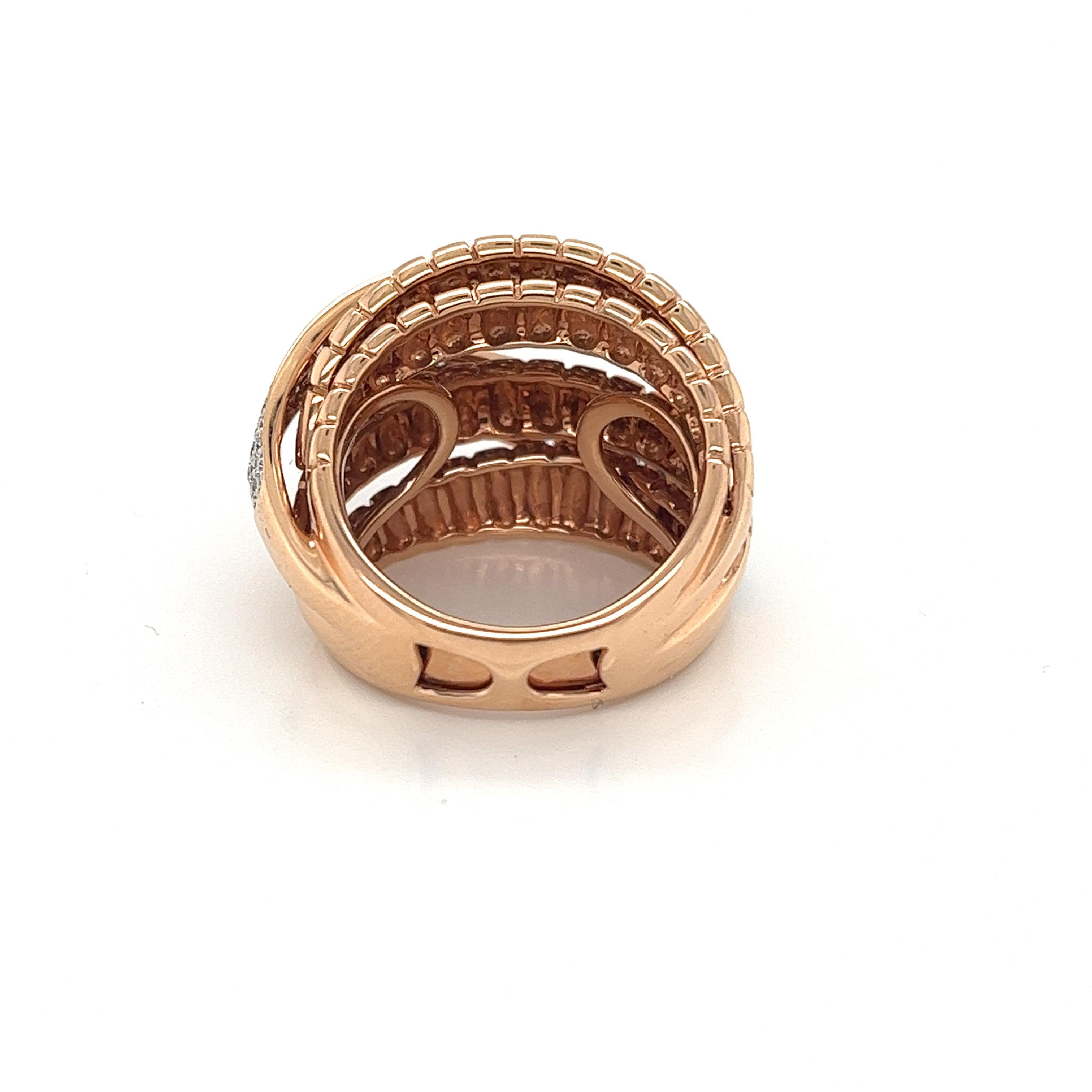 Round Cut 18 Karat Rose Gold & Diamond Ring For Sale
