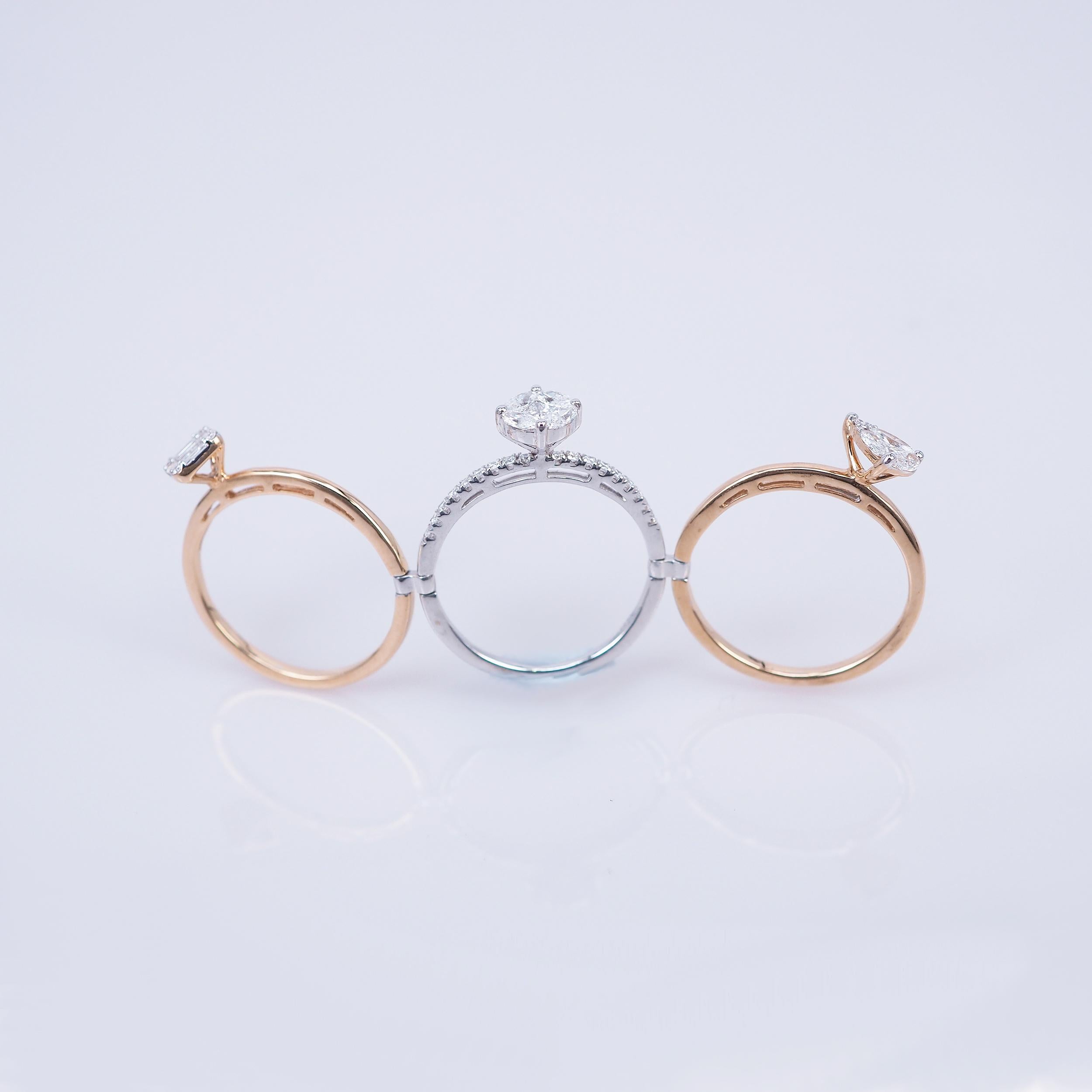 Women's 18 Karat Rose Gold Diamond Ring For Sale