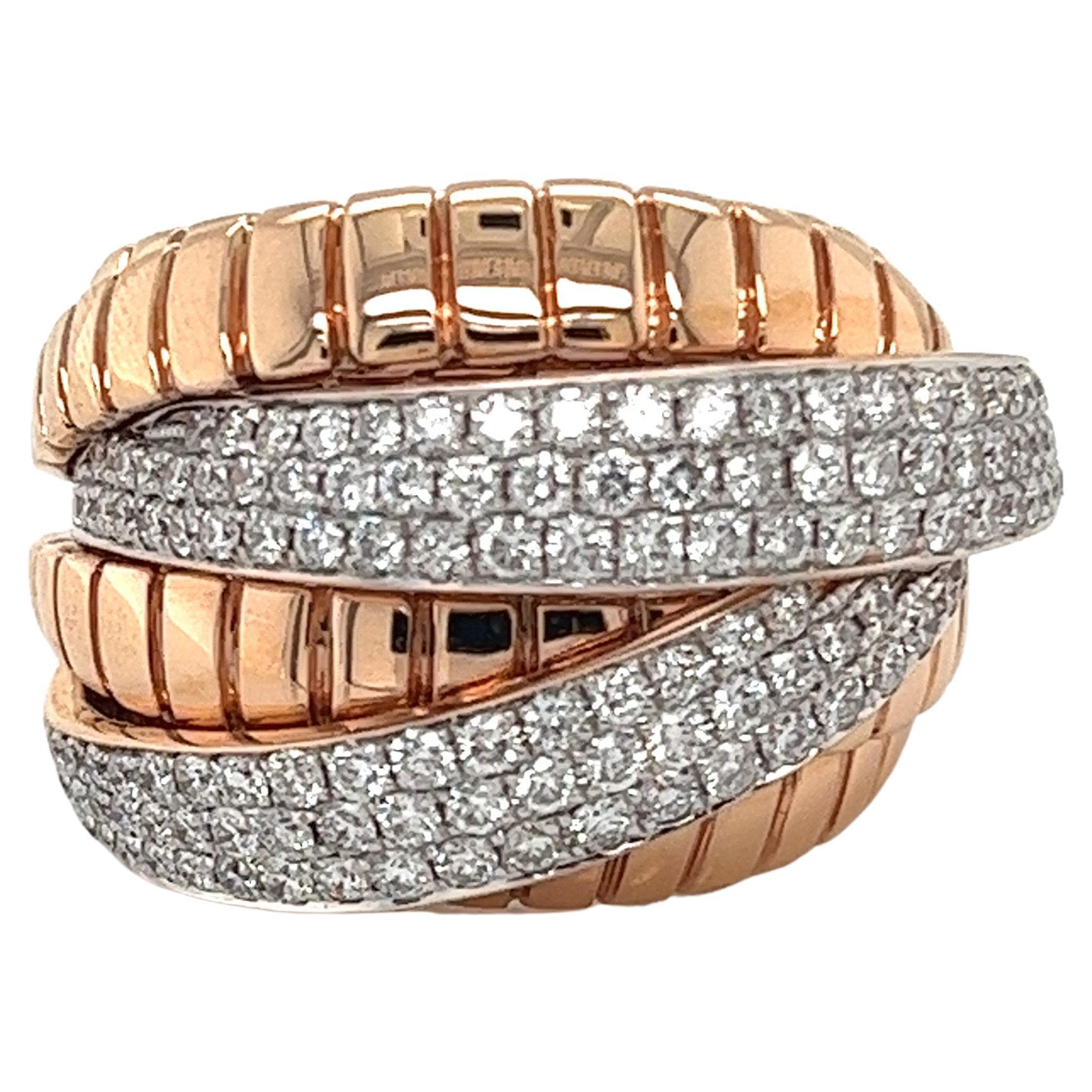 18 Karat Rose Gold & Diamond Ring For Sale