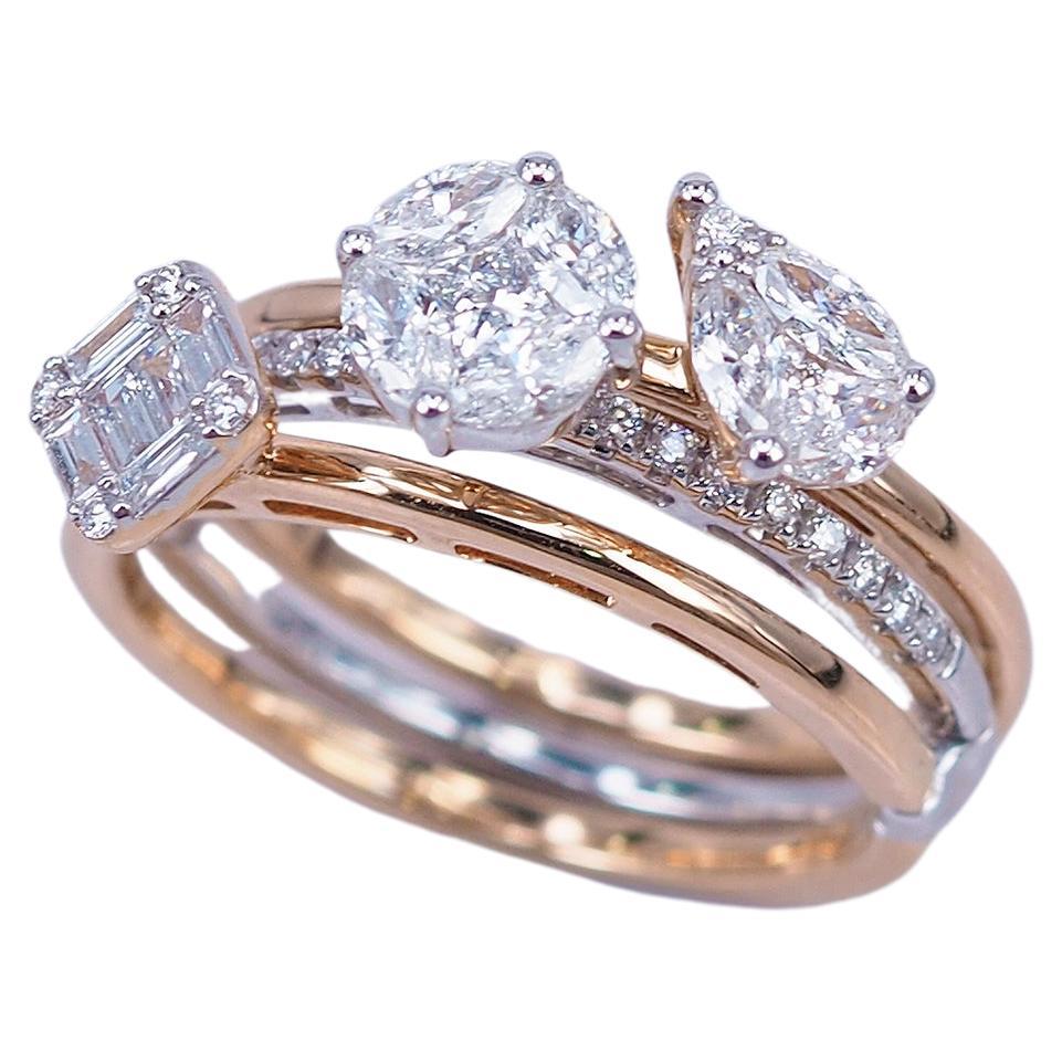18 Karat Rose Gold Diamond Ring For Sale