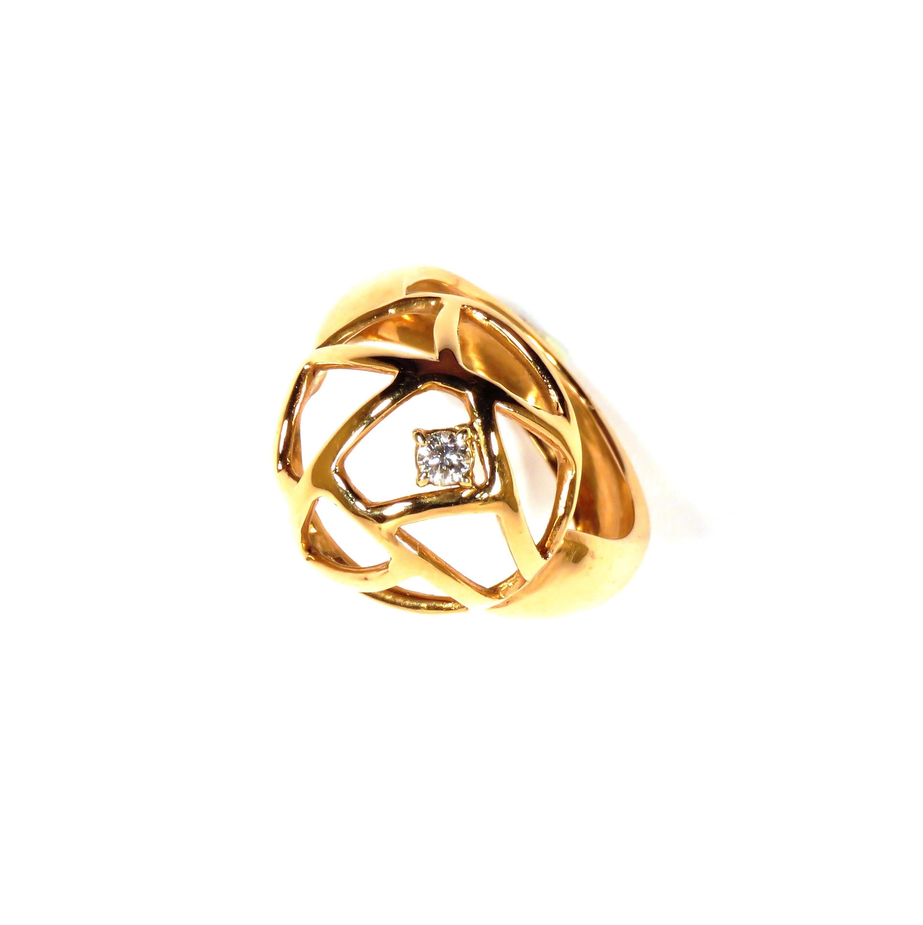 18 Karat Rose Gold Diamond Ring Handcrafted in Italy by Botta Gioielli In New Condition For Sale In Milano, IT