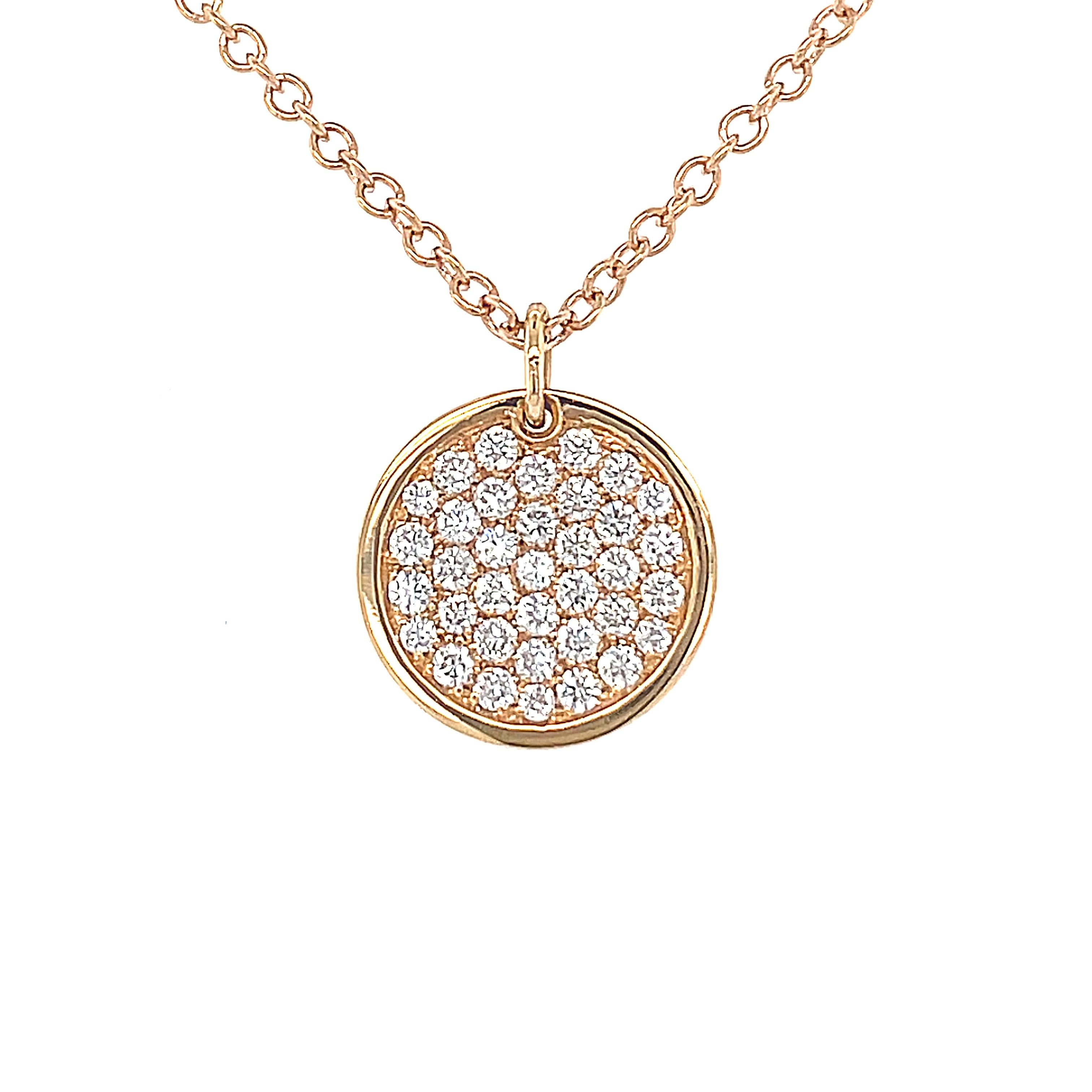 Contemporary 18 Karat Rose Gold Diamond Round Pendant For Sale