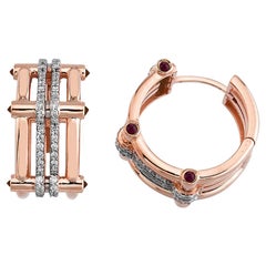 18 Karat Rose Gold, Diamond, Rubelite detailed Carlita Earring