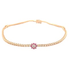 18 Karat Rose Gold Diamond Rubies Bracelet