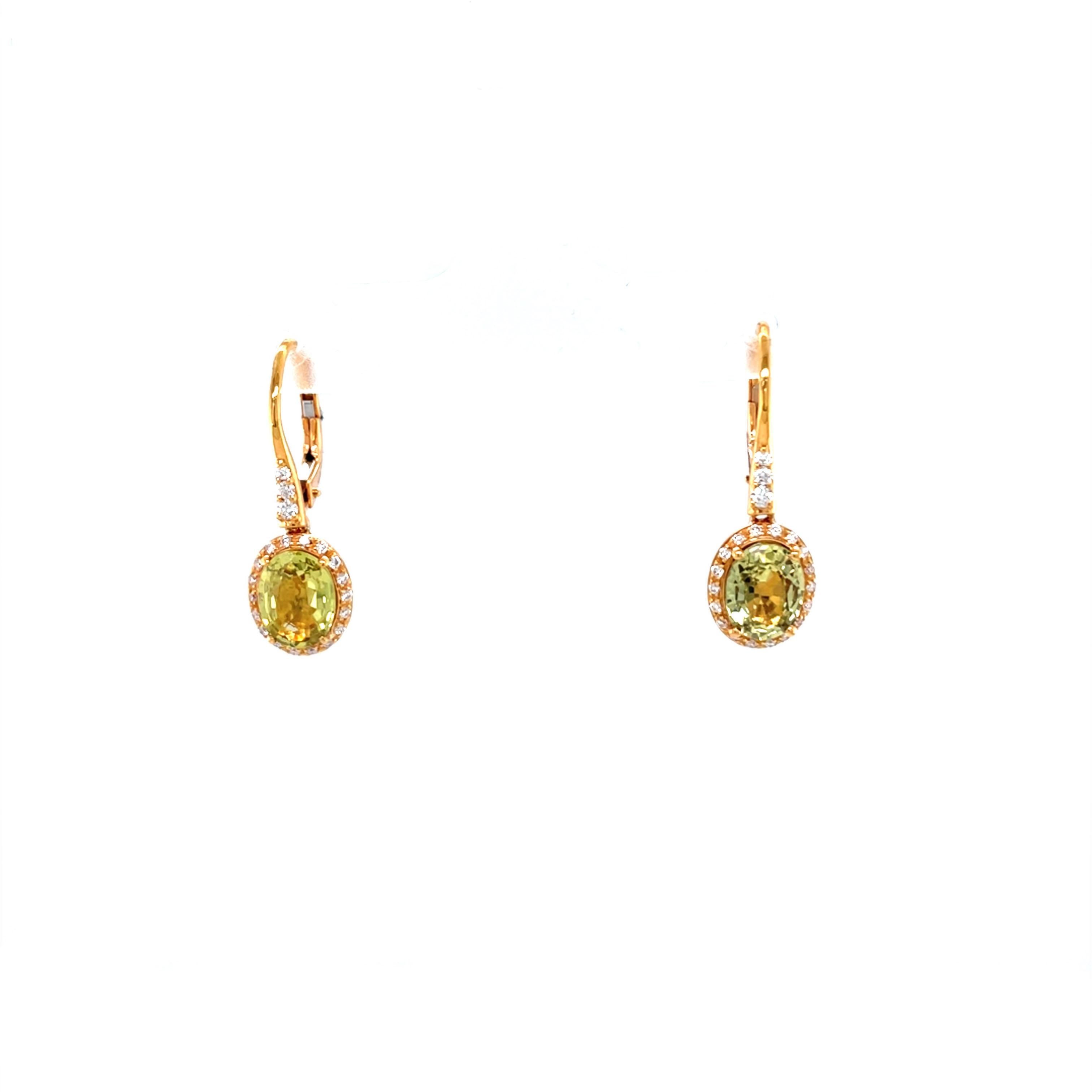 18 Karat Rose Gold Diamond Sapphire Drop Earrings In New Condition For Sale In Monte-Carlo, MC