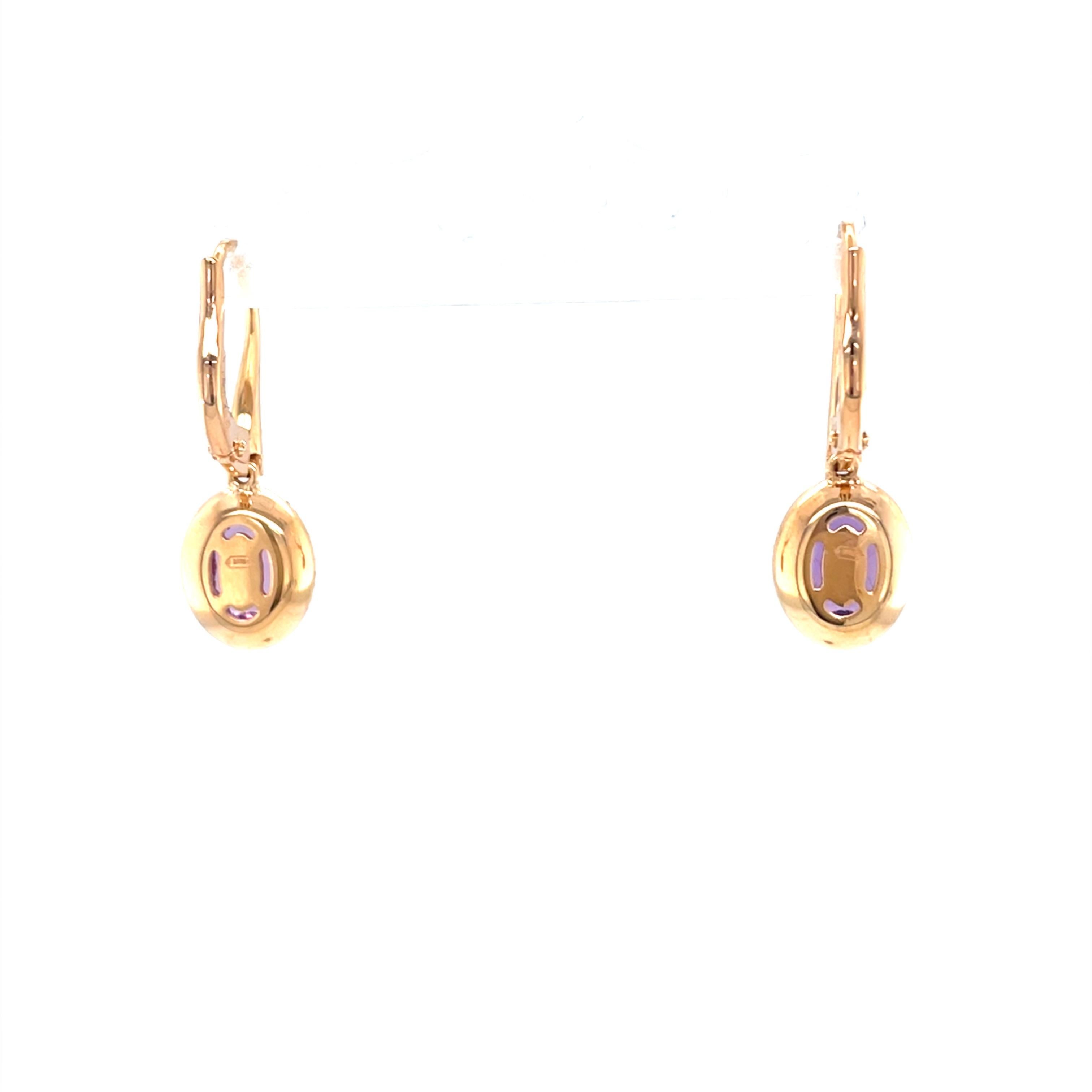 18 Karat Roségold Diamant-Saphir-Tropfen-Ohrringe Damen im Angebot