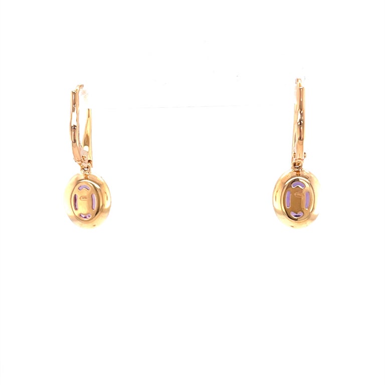 Women's 18 Karat Rose Gold Diamond Sapphire Drop Earrings For Sale