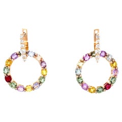 18 Karat Rose Gold Diamond Sapphire Drop Earrings