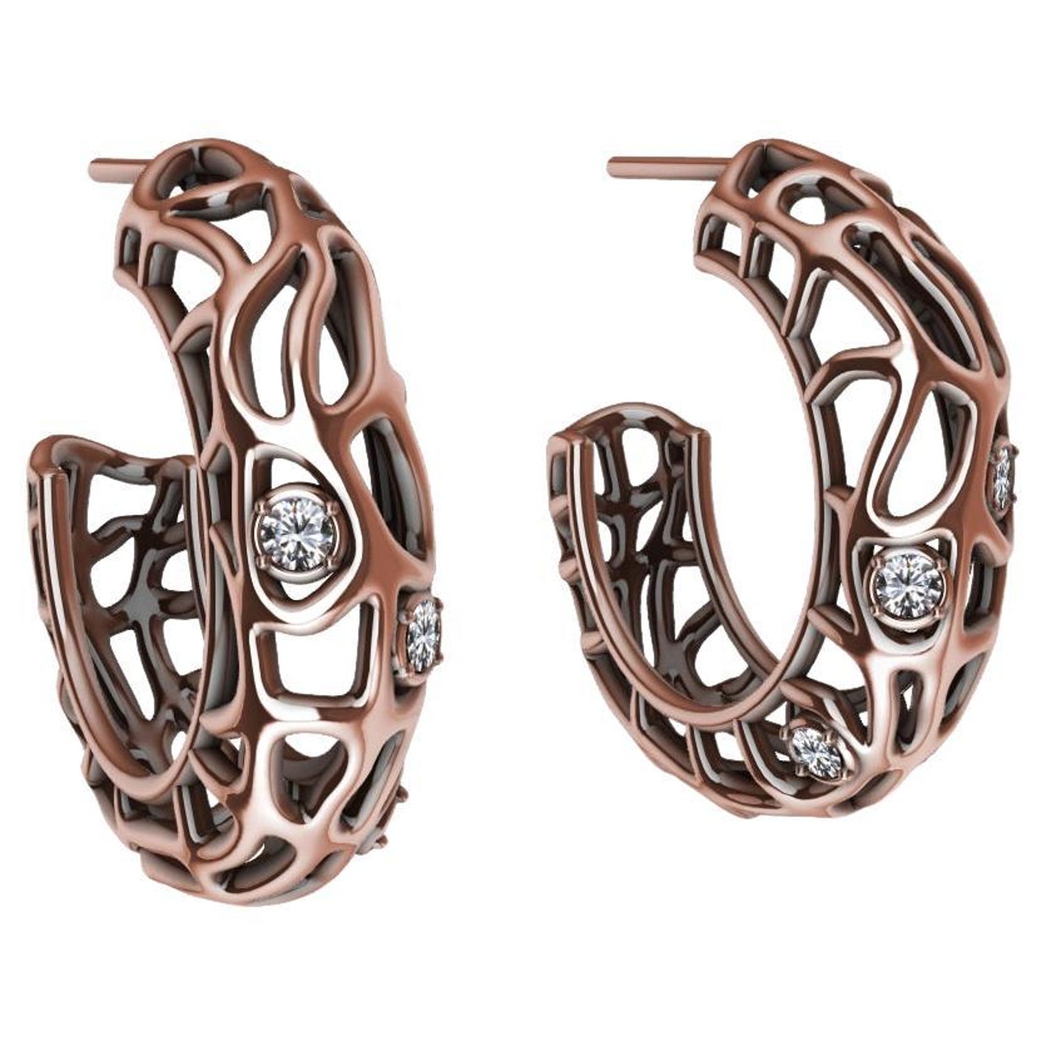 1.16 ct Multi Hoop Diamond Earrings on 14K Rose Gold