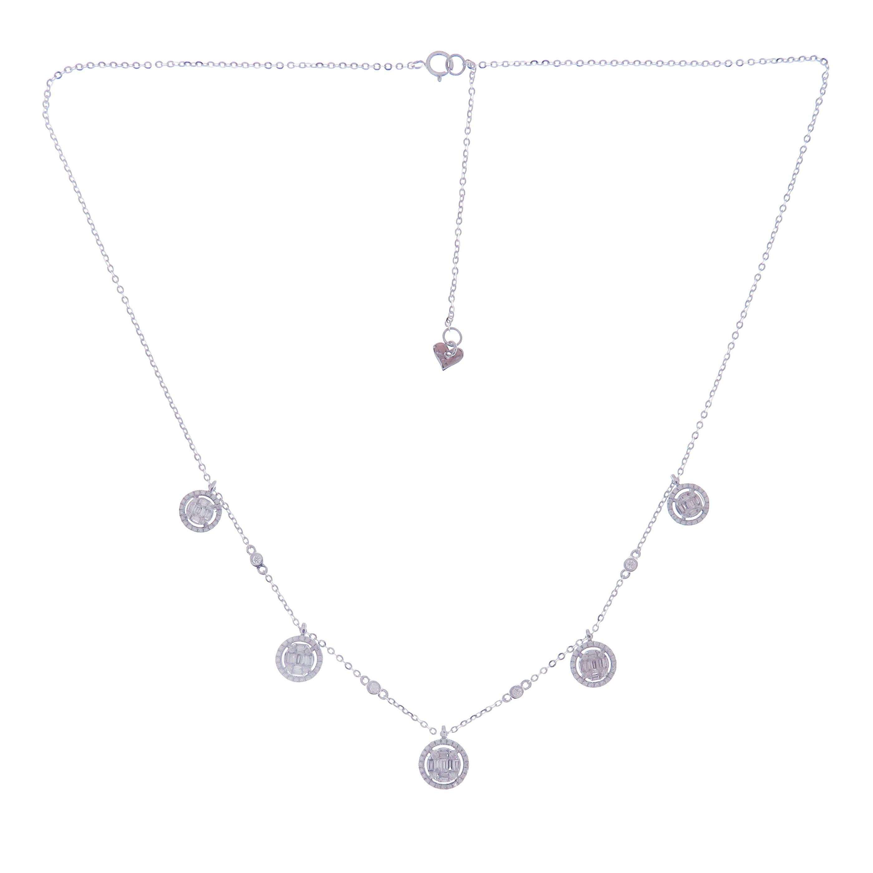 18 Karat Rose Gold Diamond Simple Baguette Strand DBY Necklace For Sale 6