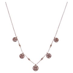 18 Karat Rose Gold Diamond Simple Baguette Strand DBY Necklace