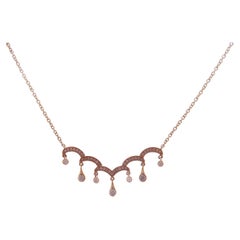 18 Karat Rose Gold Diamond Simple Strand Crown Necklace