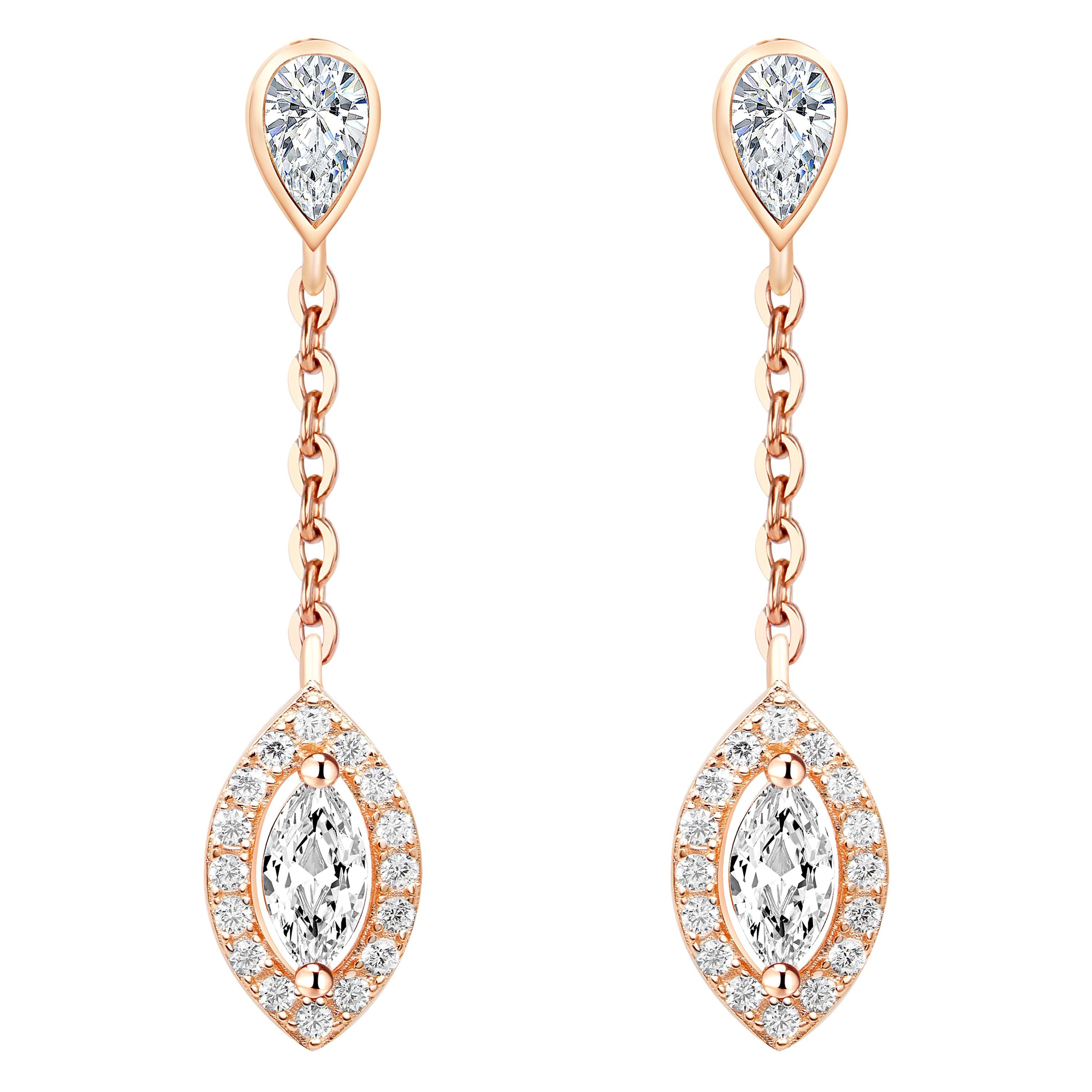 Rose Gold Diamond Drop Earrings Circa 1900 at 1stdibs