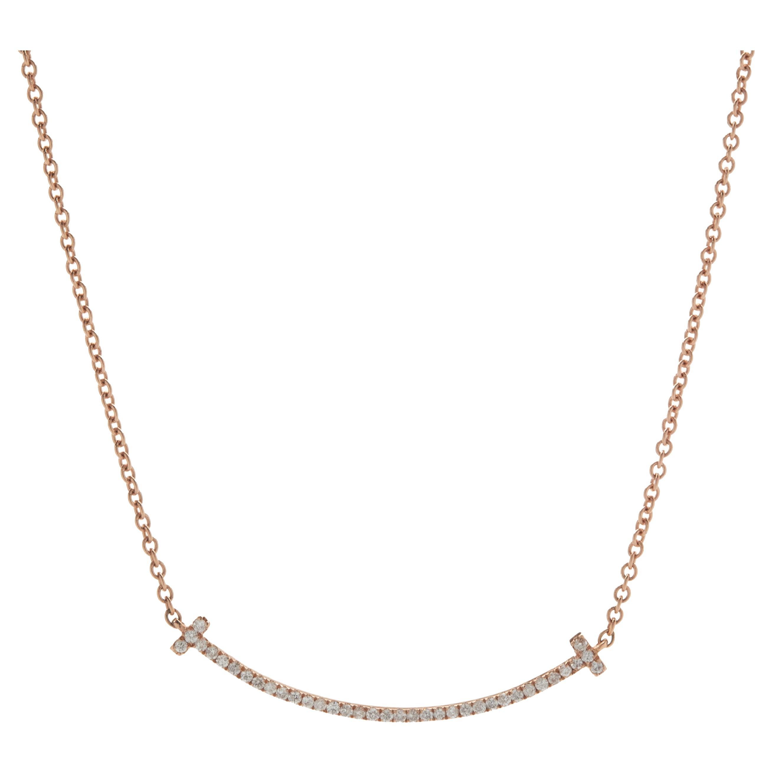 18 Karat Rose Gold Diamond Smile Necklace