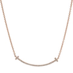 18 Karat Rose Gold Diamond Smile Necklace