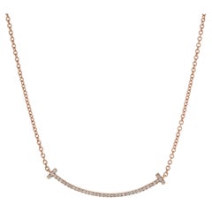 18 Karat Rose Gold Diamond Smile Necklace
