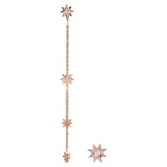 18 Karat Rose Gold Diamond Star Chain Drop Earrings