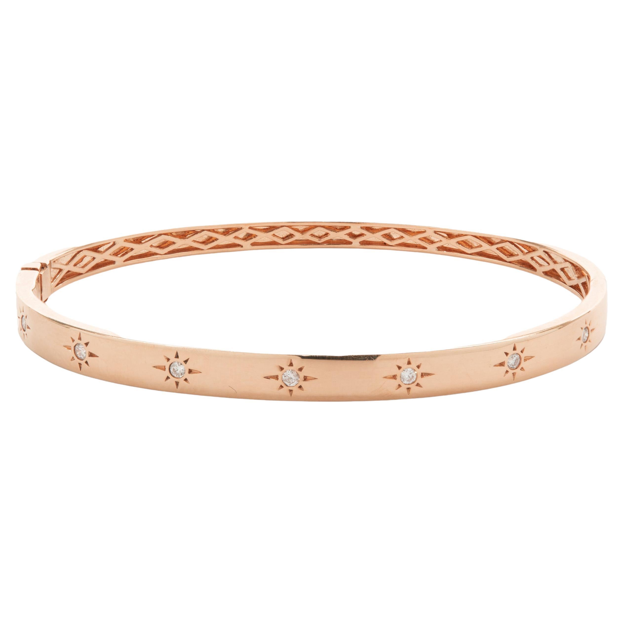 18 Karat Rose Gold and Diamond Heritage Bangle Bracelet-Original Retail ...