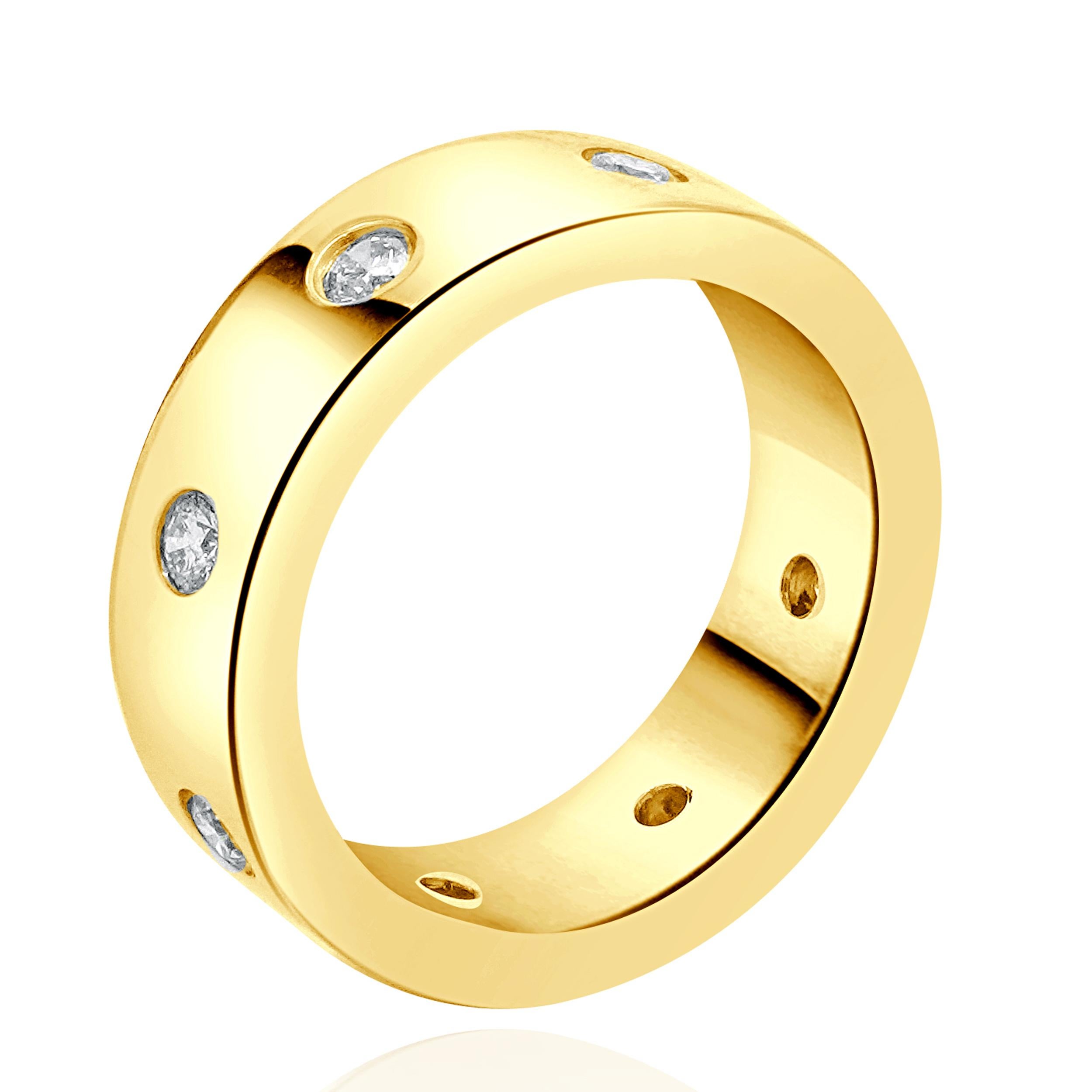 Brilliant Cut 18 Karat Rose Gold Diamond Station Band For Sale