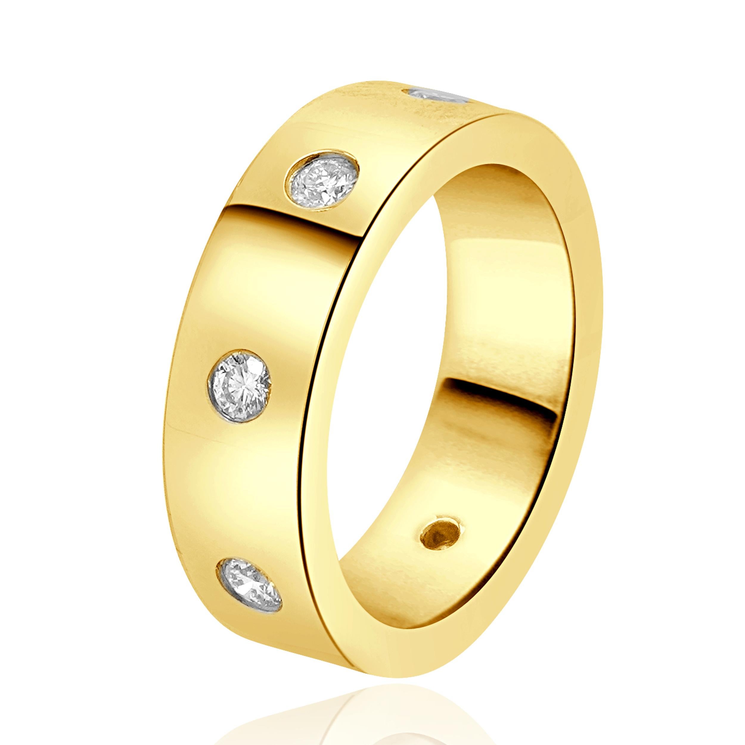 18 Karat Rose Gold Diamond Station Band In Excellent Condition For Sale In Scottsdale, AZ