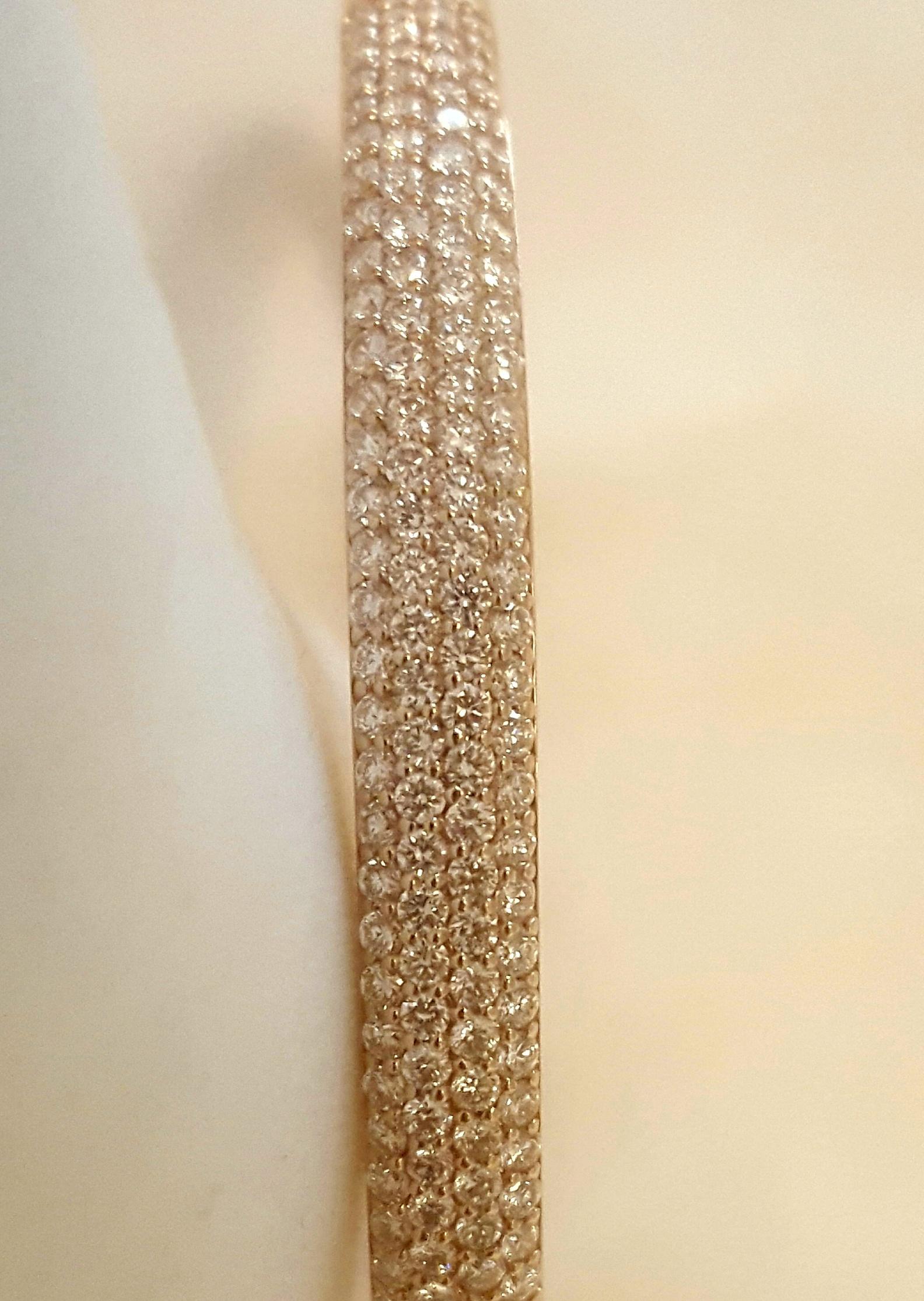 Contemporary 18 Karat Rose Gold Diamond Tapered Bangle Bracelet For Sale