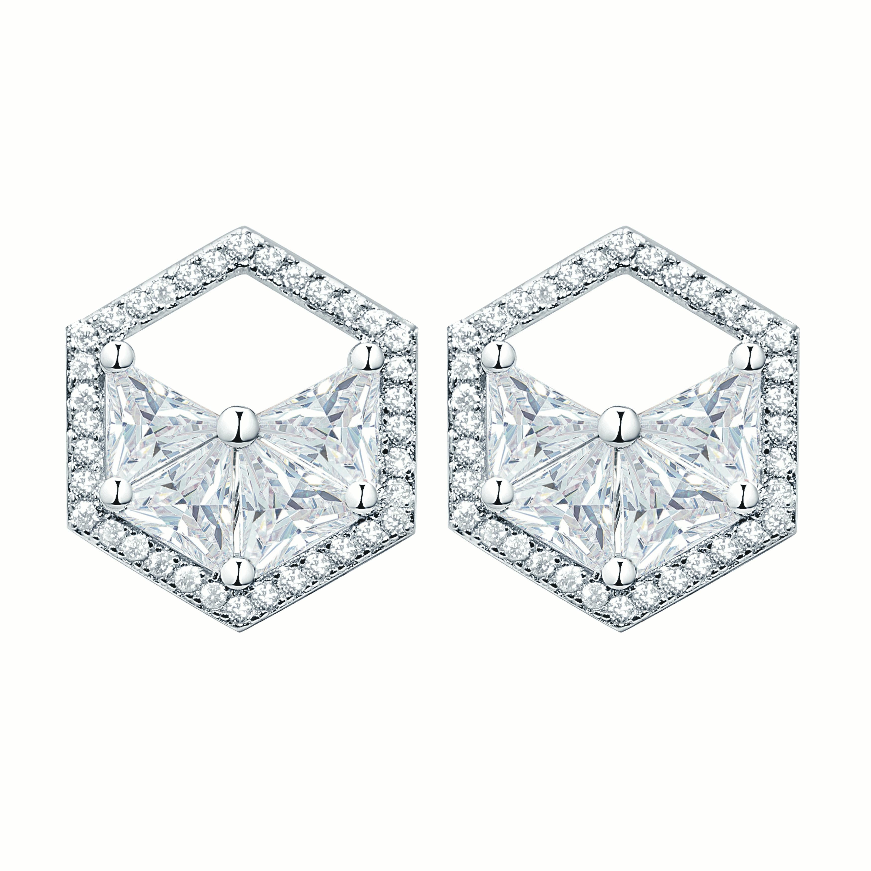 18 Karat Roségold Diamant-Dreieck-Halo-Ohrstecker im Zustand „Neu“ im Angebot in London, GB