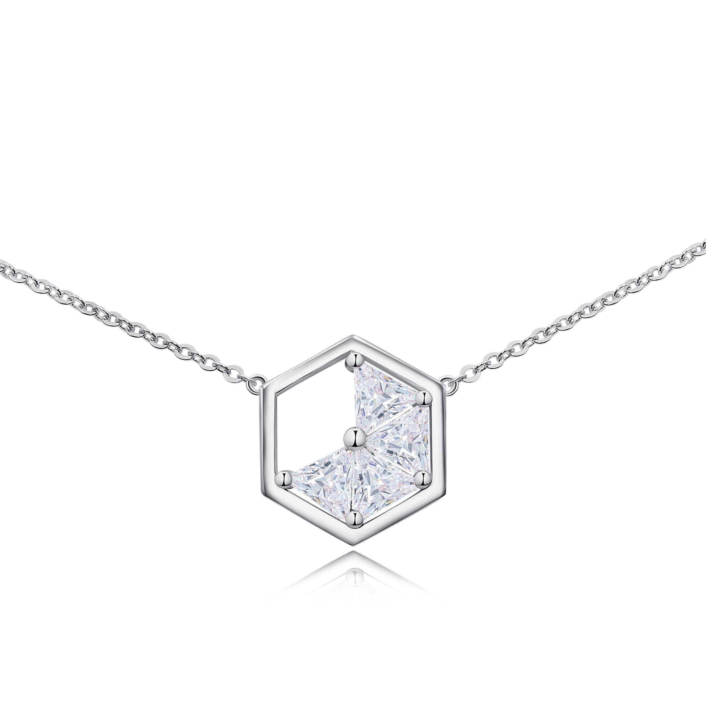 Collier triangulaire en or rose 18 carats et diamants Neuf - En vente à London, GB