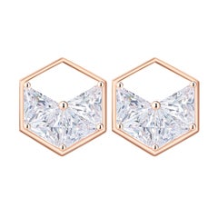 18 Karat Rose Gold Diamond Triangle Stud Earrings