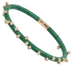 18 Karat Rose Gold Diamonds and Green Aluminium Cactus Garavelli Bracelet
