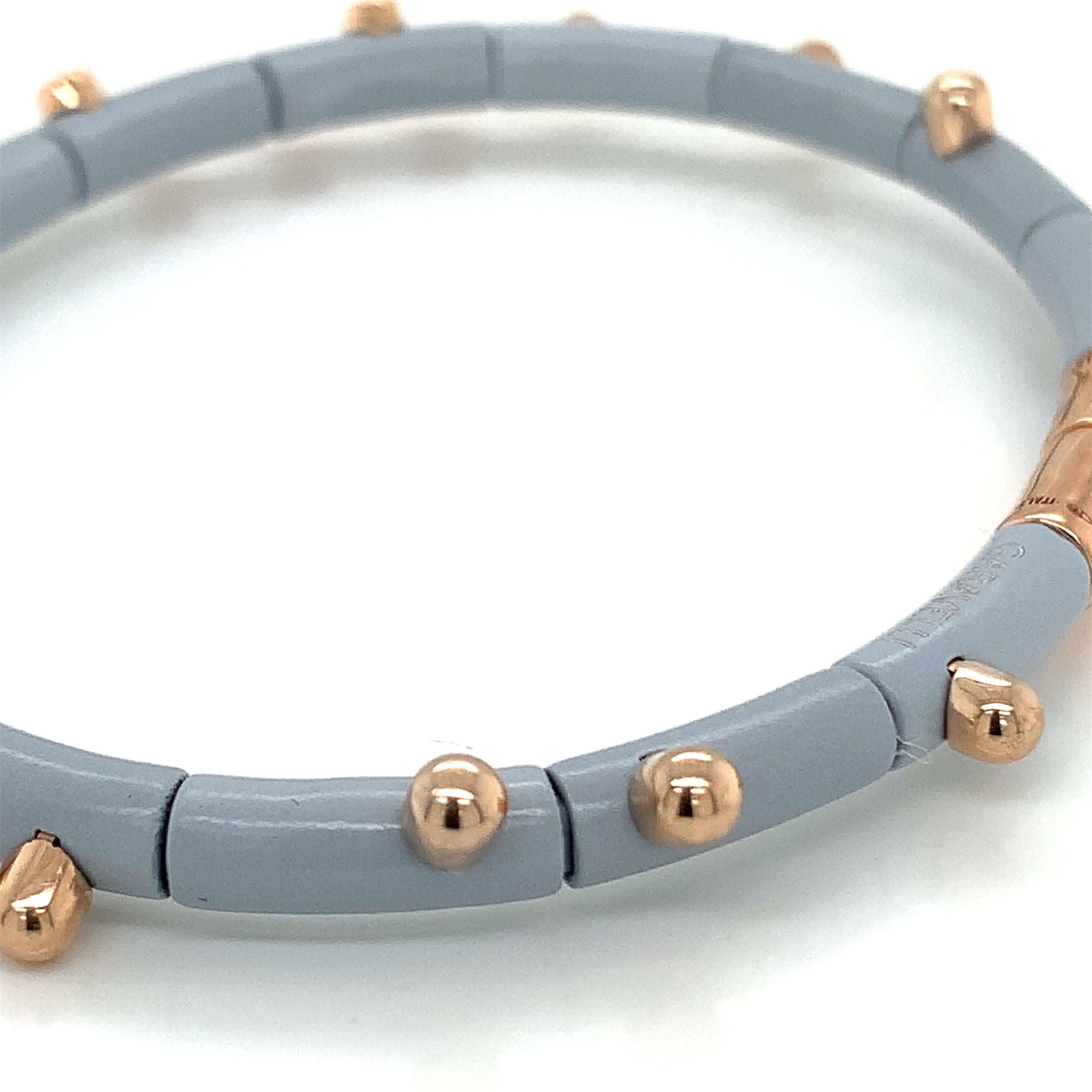 Contemporary 18 Karat Rose Gold Garavelli Bracelet in Pearlgrey Aluminium with Diamonds