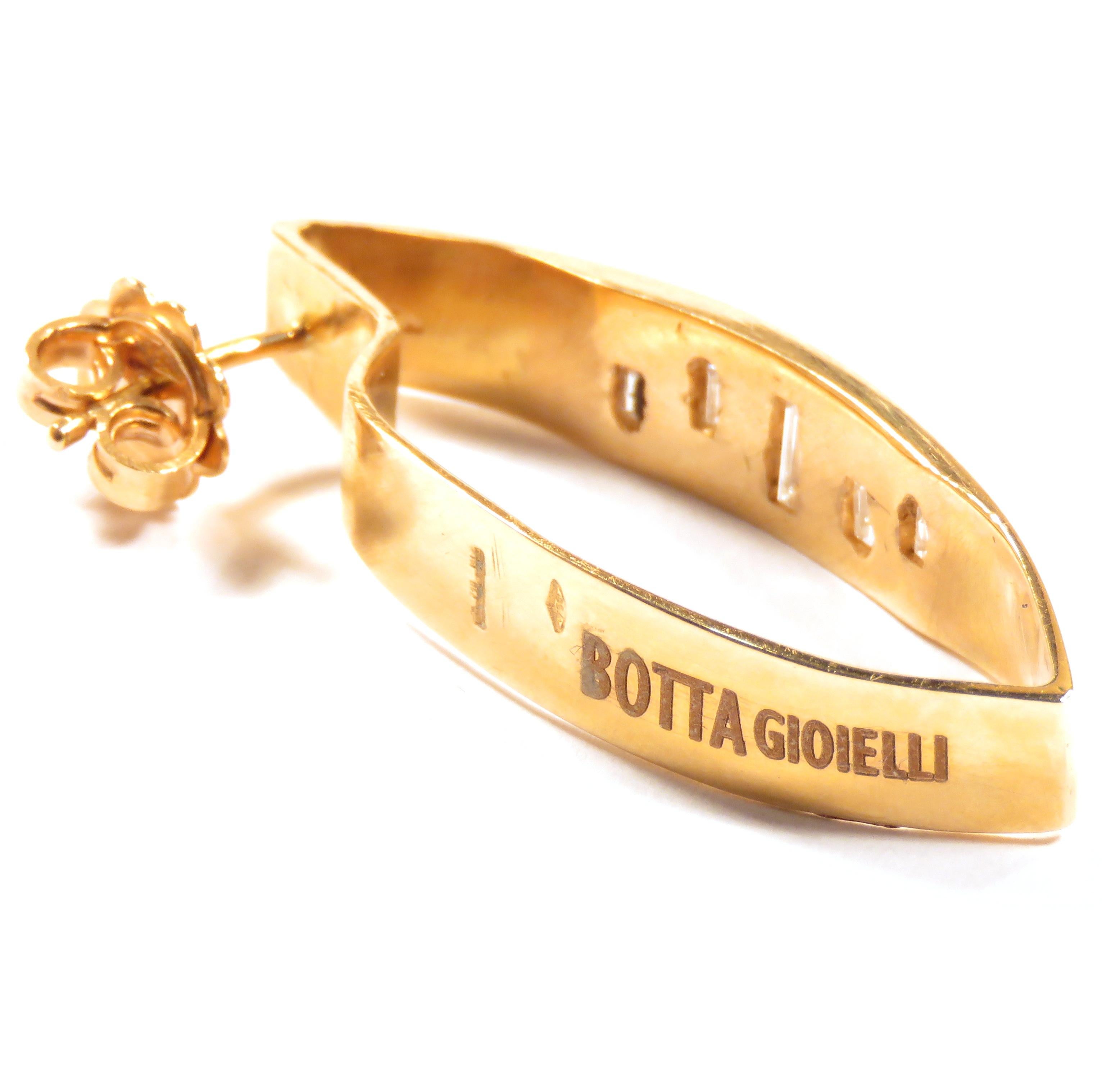 Boucles d'oreilles en or rose 18 carats et diamants, fabriquées à la main en Italie Neuf - En vente à Milano, IT