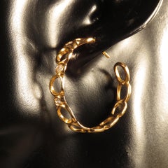 18 Karat Rose Gold Diamonds Hoop Earrings Handcrafted in Italy by Botta Gioielli