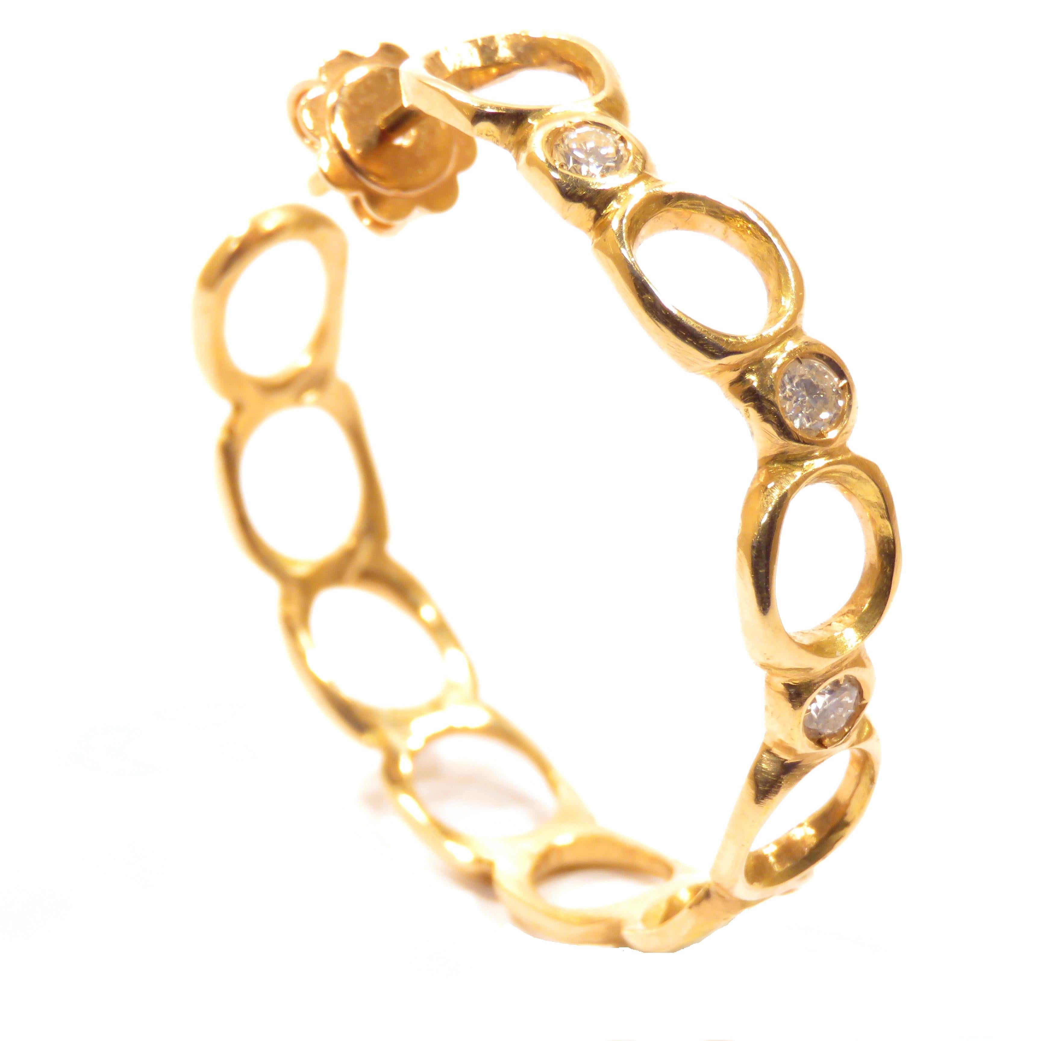 Women's 18 Karat Rose Gold Diamonds Hoop Earrings Handcrafted in Italy by Botta Gioielli