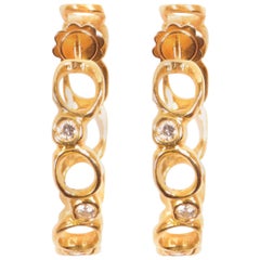 18 Karat Rose Gold Diamonds Hoop Earrings Handcrafted in Italy by Botta Gioielli