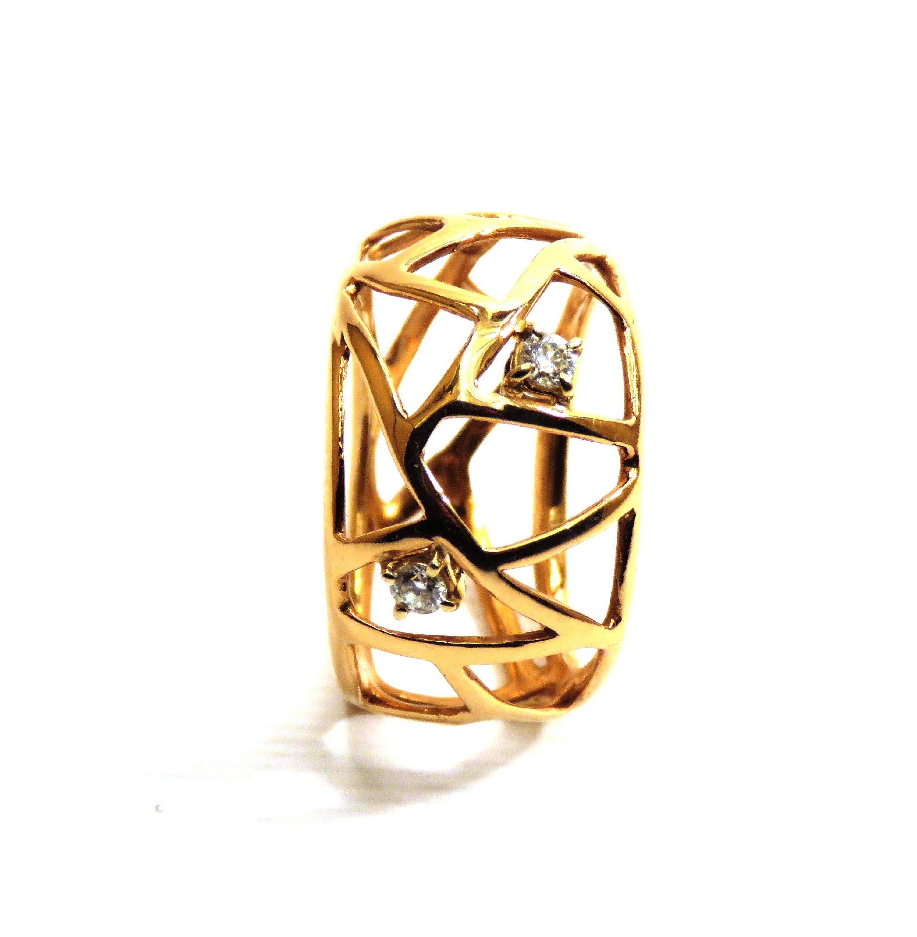 Modern 18 Karat Rose Gold Diamonds Ring Handcrafted in Italy by Botta Gioielli