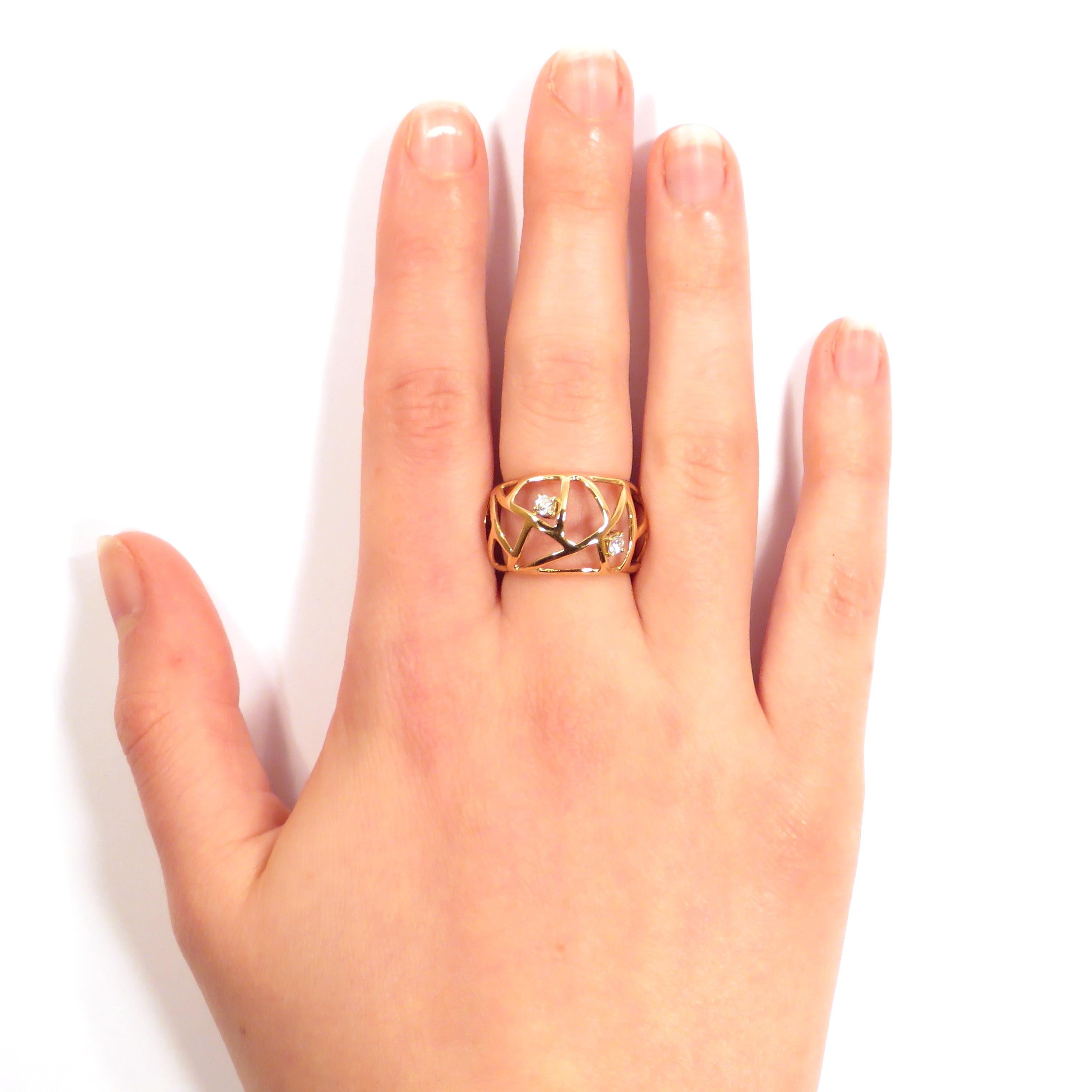 18 Karat Rose Gold Diamonds Ring Handcrafted in Italy by Botta Gioielli 1