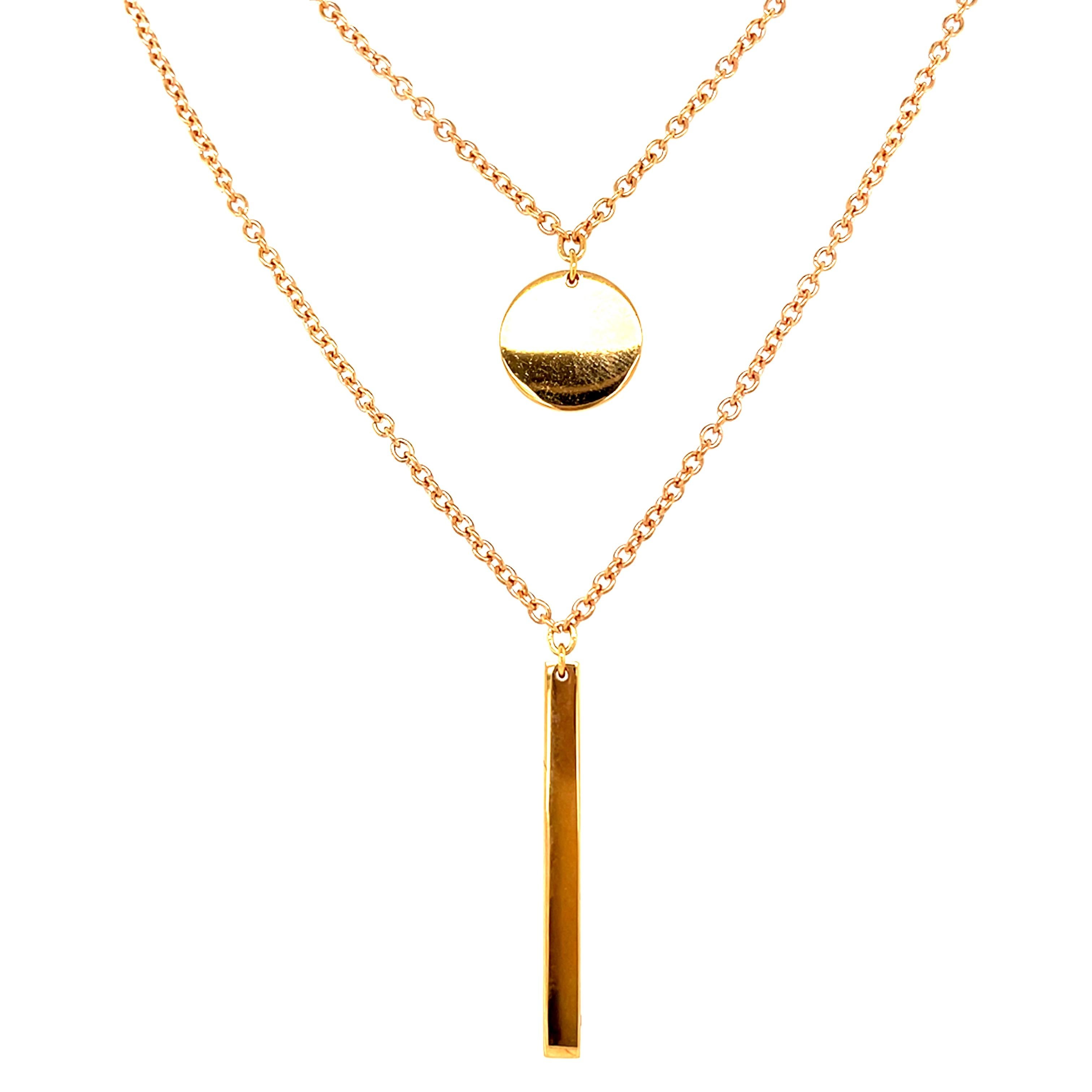18 Karat Rose Gold Double Chain Diamond Drop Necklace For Sale 2