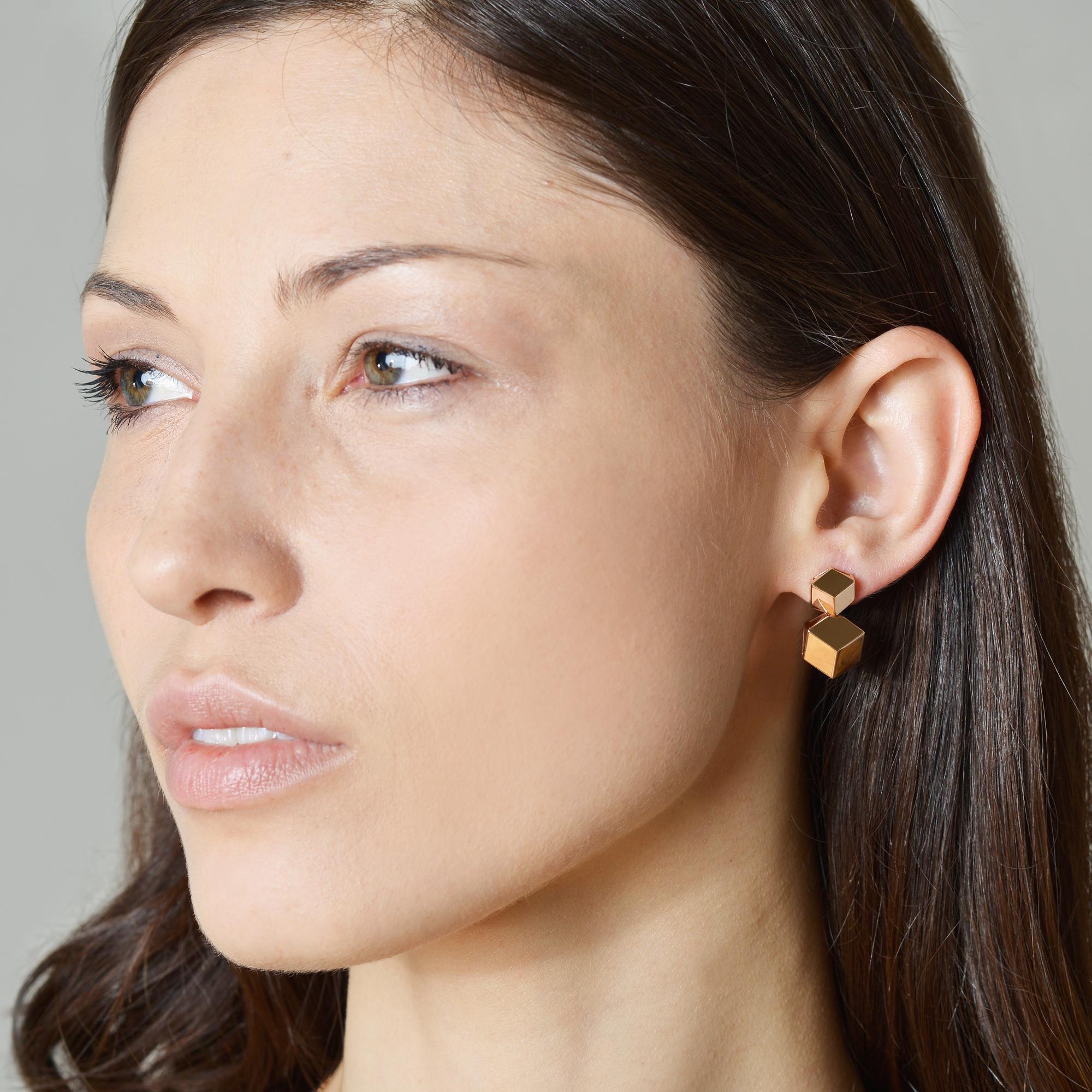 Contemporary Paolo Costagli 18 Karat Rose Gold Drop Earrings, Petite For Sale
