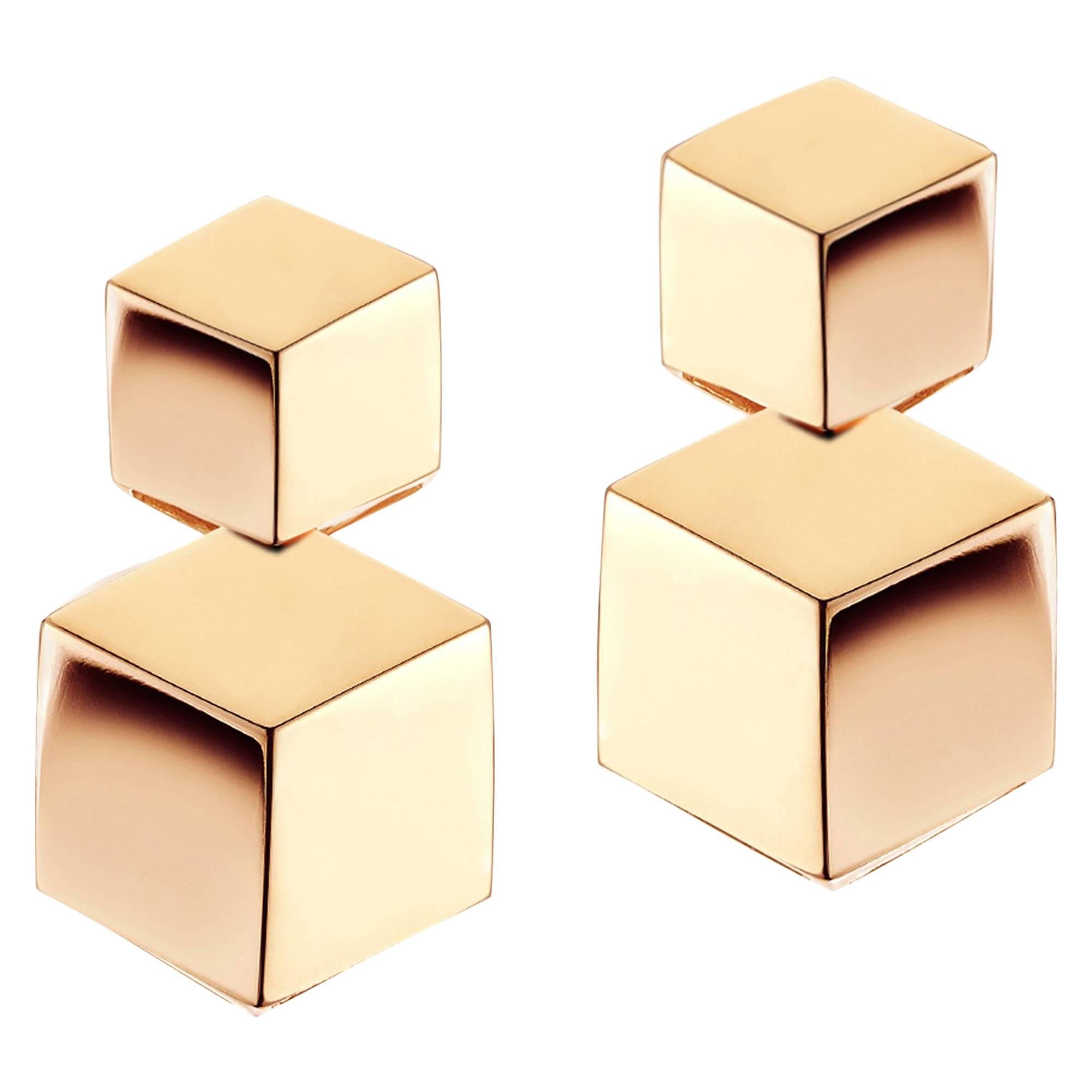 Paolo Costagli 18 Karat Rose Gold Drop Earrings, Petite For Sale