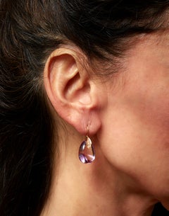 18 Karat Roségold Tropfenohrringe mit 32::16 Karat Amethysten und Diamanten