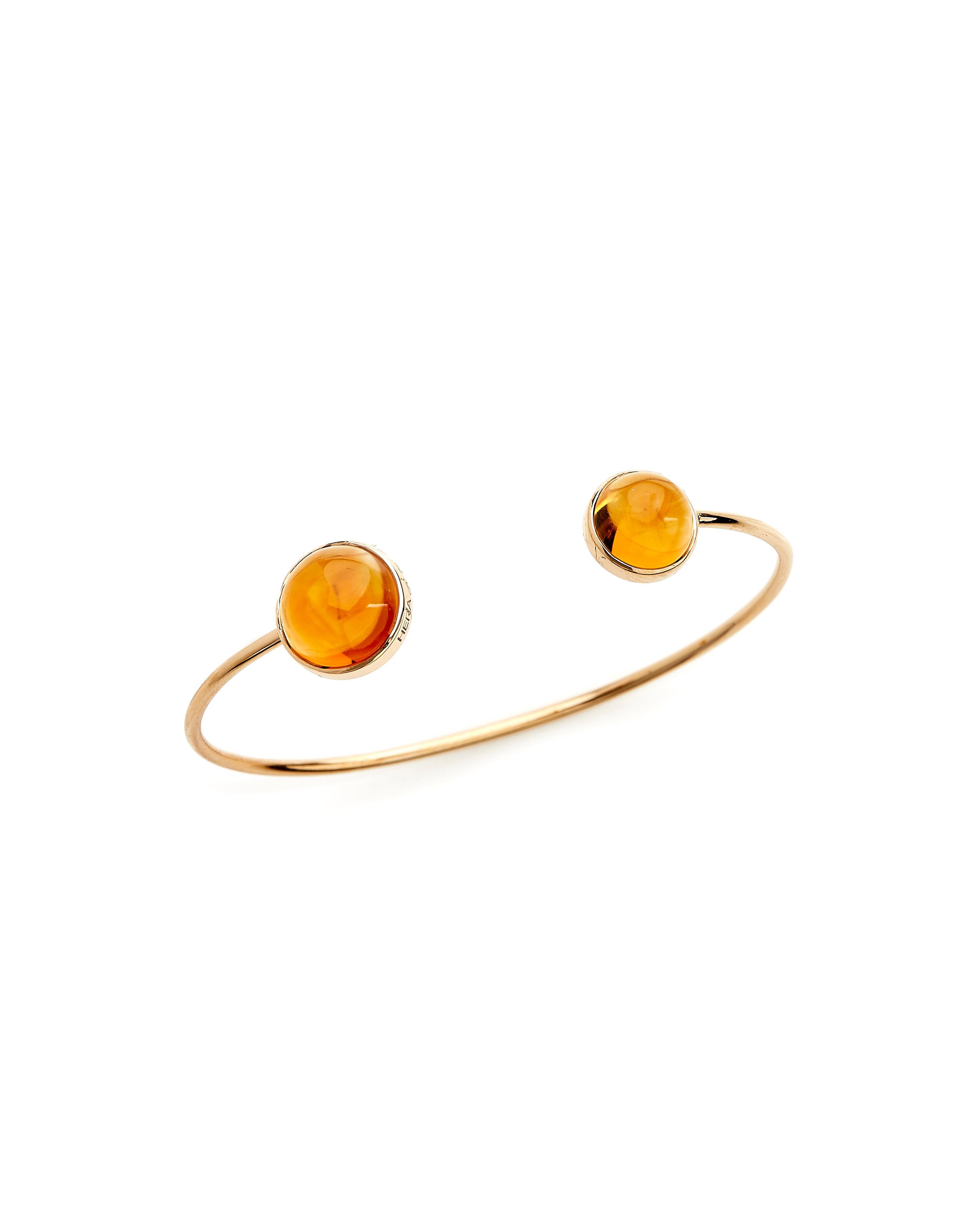 Women's or Men's 18 Karat Rose Gold Drop Dangle Earrings with 11.80 Carat Cabochon Cut Citrines For Sale