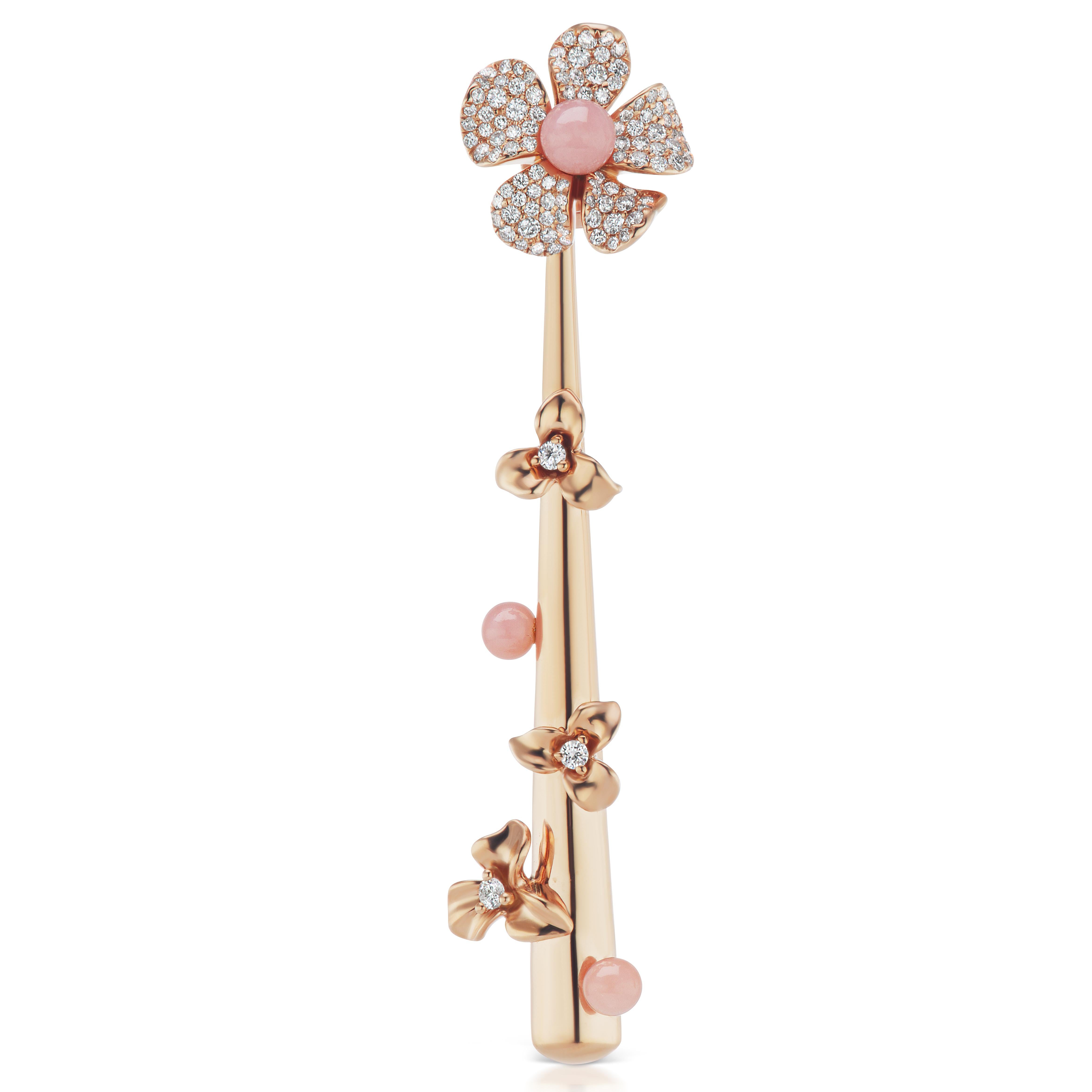 18K Rose Gold Drop Earrings with Diamond and Pink Opal accents.
0.852 diamond tcw.
Diamond Quality G VS1.
1.75