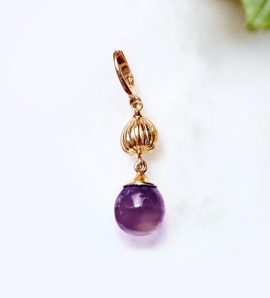 Eighteen Karat Rose Gold Drop Pendant Necklace with Amethyst by the Artist In New Condition For Sale In Berlin, DE
