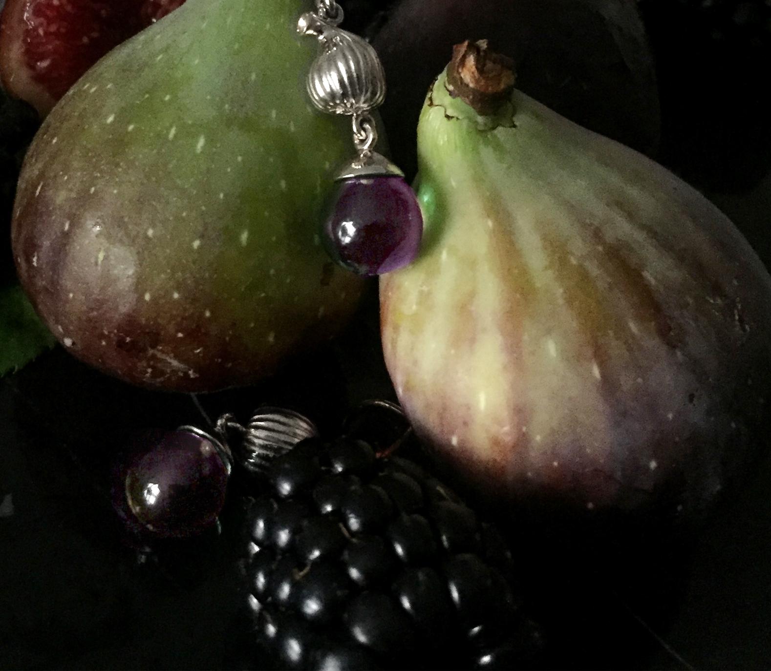 Eighteen Karat Rose Gold Fig Garden Drop Pendant Necklace with Pink Quartz  For Sale 2